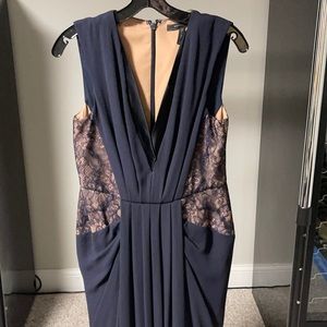 BCBG Gown Navy Blue with Lace size 10